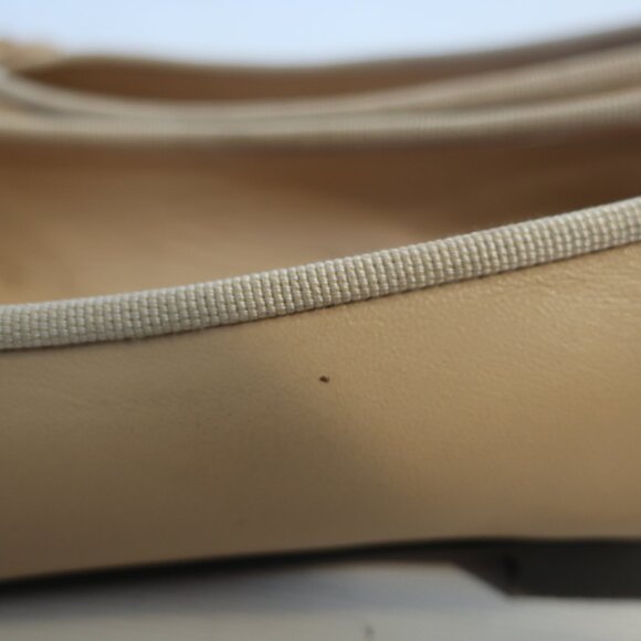 Womens Chanel Beige Black Capped Toe Interlocked CC Ballet Flat Shoes 39 US/8.5 - Picture 9 of 16